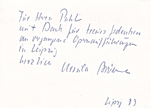 Autogrammkarte ursula brömme - autogrammkarte,
