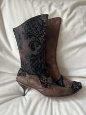 CYDWOQ Vintage Stiefel, Größe 39, Vollleder Burnout Calw Hair Viktorianisch