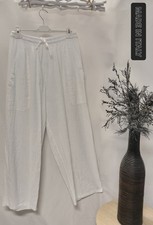 Italy Mode, Leinen Hose,weiß