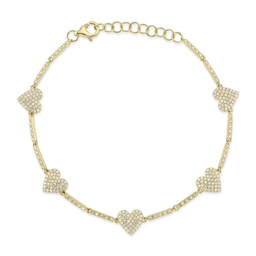 14k gelbgold diamant pave herz - 14k,
