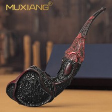 MUXIANG Rustic Briar Freehandpfeife sandgestrahlt Tabakpfeife Vulkanit Stiel