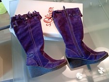 S.Oliver Stiefel Gr 41 Lila Hoch Wildleder Kreppsohle gefüttert Winterstiefel 