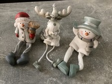 3 Kantenhocker, STEINGUT, Winter/ Weihnachten