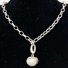 925/- JETTE Silber Kette mit Anhänger, Kugel, simulierte Diamanten, 45 cm lang.