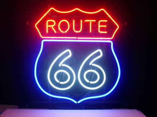 Route glas leuchtreklame - route, 66