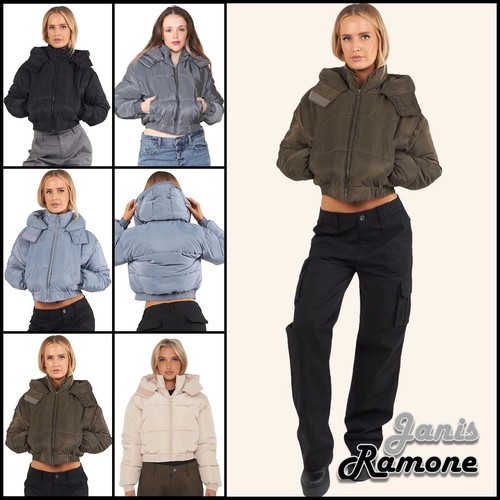 Damen cropped puffer jacke - puffer,