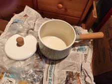 STIELKASSEROLLE  Grünton Emaille Stieltopf Kochtopf emailliert Emailtopf 