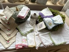 Alte Taschentücher Bestickt Umhäkelt Upcycling Konvolut, Vintage 18 Stück