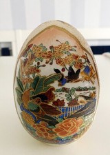 großes Dekoei  Keramik Ei, asiatisch ca 9  x 14 cm, Motiv Handbemalt