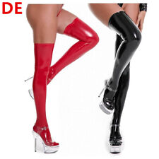 DE Damen Overknee Strümpfe Stretchy Halterlos Kniestrümpfe Glanz Strumpfhose