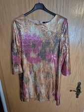 Pailletten Kleid Bunt Champagner Minikleid Cocktail Party Gr 36 Elegant