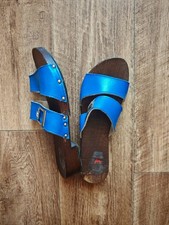 Holz/Leder Pantoletten Clogs