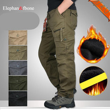 Thermo Cargo Hose Herren Winter Arbeitshose gefüttert Fleece Dehnbund