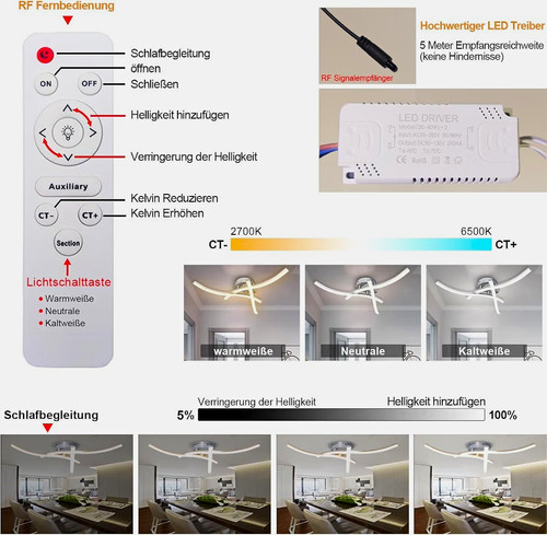 Led deckenlampe modern dimmbar - led,
