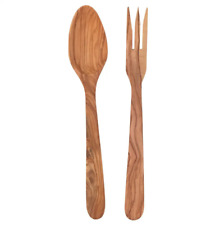 Eddingtons Olivenholz Salat Set traditionell 30 cm - Löffel & Gabeln Servierset