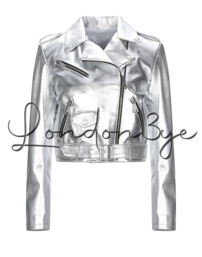 Damen metallic silber crop - silber,