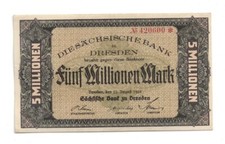 5 Millionen Mark 1923 Sax. 17 Sachsen Länderbanknote UNC