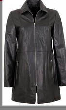 Damen Ledermantel Langjacke
