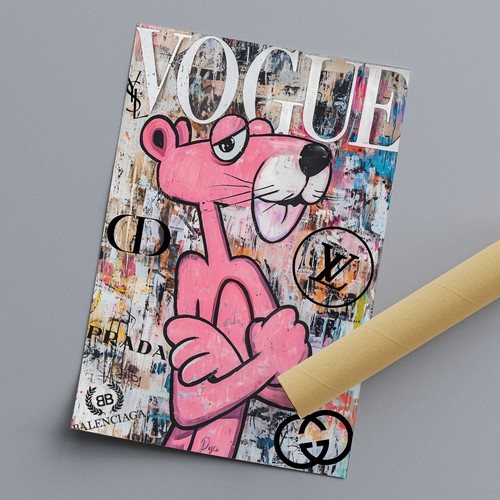 Pink panther poster - panther, art