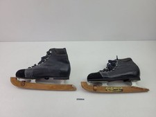 Schlittschuhe Antik Leder Schwarz JPB Laufschoner Holz D.R.G.M. Vintage #256663