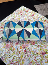 Fossil Geldbörse Damen - blau - Dreiecksmuster - 22 cm -