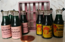 Kaufladen Getränke Kiste Kasten mit 9 Bier Flaschen Goldköpfchen Sormitz Bräu