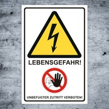 Zutritt verboten, Lebensgefahr, Warnschild, Hochspannung, Alu-Ver.3mm, Aufkleber