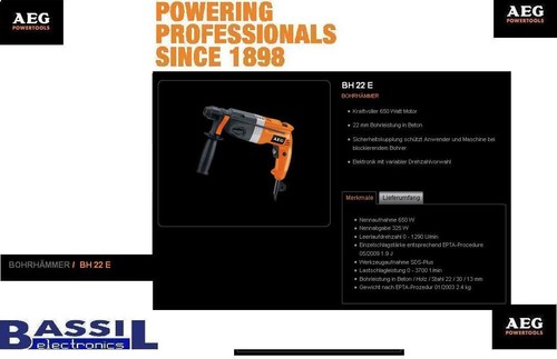 Aeg bohrhammer sds plus - bh, 22