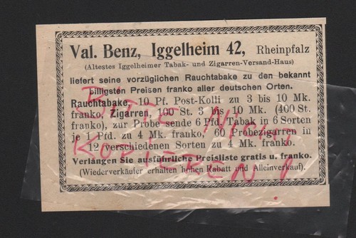 Iggelheim werbung 1912 - iggelheim,, 1912,