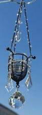 Metall Kristall Kerzenständer Hänge-Teelichthalter Windlicht Suncatcher Schwarz