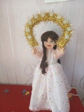 Lichterpuppe elektrisch beleucht. groß Christkind Bornkindl  rosa/gold  Erzgeb.