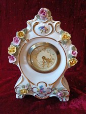 mercedes Porzellan Tischuhr Kaminuhr Rosenmuster Made in Germany