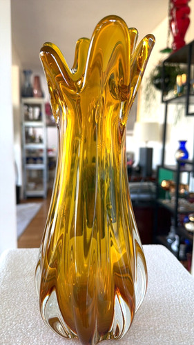 Große schwere glas vase - glas,