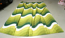 Vintage Pop Panton Vorhang Stoff Space Age grün weiß Wellen 70er (F25-1452)