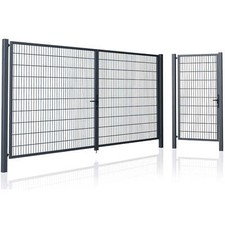 Zauntor Gartentor 656 Doppelstabmatten 1flg/2 flg Grün / Anthrazit Einfahrtstor