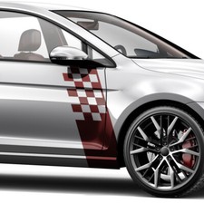 Aufkleber Streifen Rennflagge Karo Flagge Auto Dekor Sticker Racing #1418