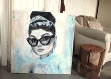 Großes Leinwandbild Ölfarbe Unikat Audrey Hepburn 80 x80