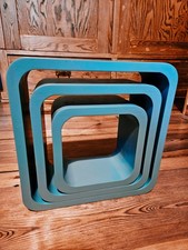 3Tlg Set Regal Wandregal Hängeregal DIY Deko Wandgestaltung Cube Würfel Hellblau
