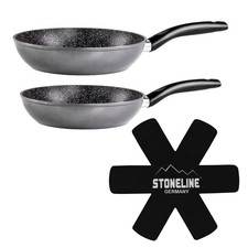 STONELINE® 3tlg. Pfannenset Grau 24&28cm Pfanne Induktion Antihaft IIWahl 22736