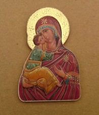 Ikone - Marienbild - Muttergottes mit Kind - Kunstoff - ca. 7 x 4,5 cm - (AN245)