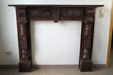 Kaminverkleidung Einfassung Umrandung Firepalce Holz Nussbaumton B1,50 Antikstil