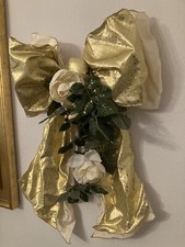 Deko Schleife Gold mit Rosen