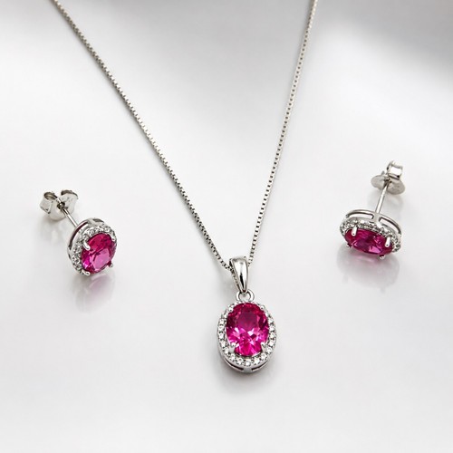 Silberschmuck set pink - set,
