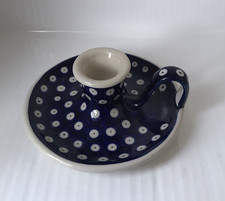 BUNZLAUER KERAMIK Kerzenhalter - Dekor 42 Boleslawiec blau/weiß