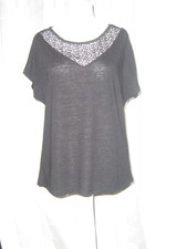 C&A Strickshirt mit Spitzeneinsatz *Gr.M**schwarz*---gut erhalten