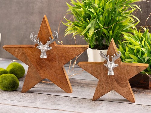 Holzfigur stern 2er set mit - set,