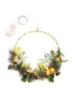 LED Deko Kranz Metallring Viridis Dekokugeln Kunststoffzweige 30 cm bunt