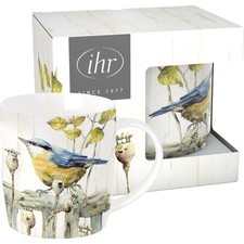 IHR Kantori Porzellanbecher Kaffeetasse Tasse Vogel Herbst Ø8,5xH9 cm creme