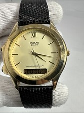 Vtg Pulsar Watch Men Gold Tone