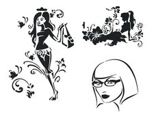 Schablone A4 Damen Beauty Shopping Lady, zum Auftragen von Farbe Heike Schäfer